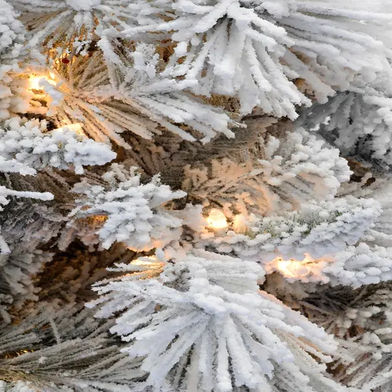 Perfect Holiday Pre-lit Slim Snow Flocked Atka Christmas Tree {4}