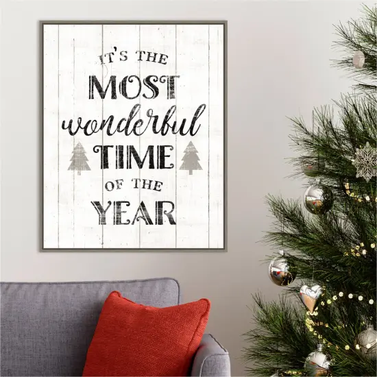 Wonderful Time by Wild Apple Portfolio 23-in. W x 28-in. H. Canvas Wall Art Print Framed in Grey {4}