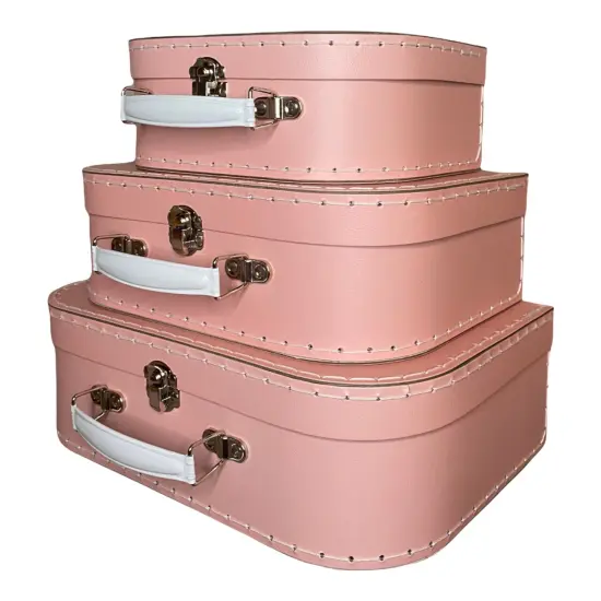 Pink Paperboard Suitcase Decorative Storage Box - Set of 3 or 1 Box of Specific Design {3}