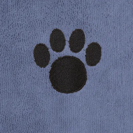 DII Stonewash Blue Embroidered Paw Small Pet Towel (Set of 3) {3}