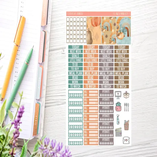 Autumn Rain Sticker Kit (for 7x9 vertical planners)&hellip; {3}