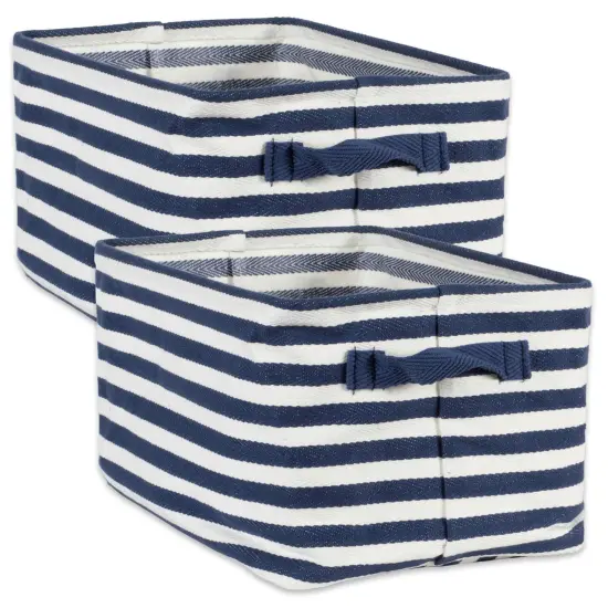 DII PE-Coated Herringbone Woven Cotton Laundry Bin Stripe Gray Rectangle Assorted (Set of 3) {1}
