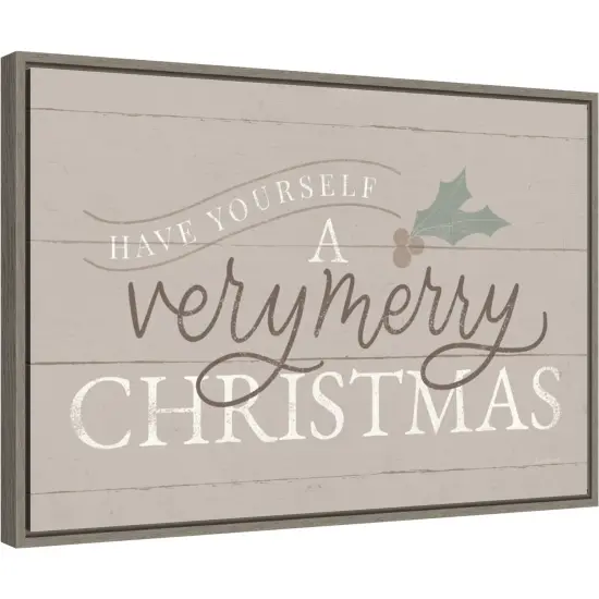 Vintage Christmas IV Neutral by Becky Thorns 23-in. W x 16-in. H. Canvas Wall Art Print Framed in Grey {1}