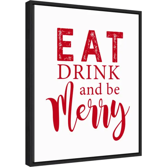 Eat Drink and Be Merry Red by Amanti Art Portfolio 16-in. W x 20-in. H. Canvas Wall Art Print Framed in Black {1}