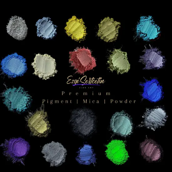 Premium Pigment Powder 50g | Authentic Unique & Bright Pearlescent Metallic and Neon Colors | Especially Formulated for Artwork, Resin, Slime, Plasticine and more by Ezgi Sertcetin Comet black {2}