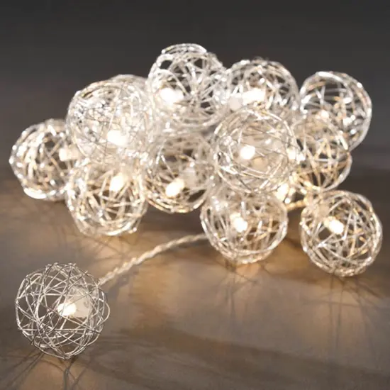 Perfect Holiday 10 LED Wire Ball String Light Battery Operated - Warm White {1}
