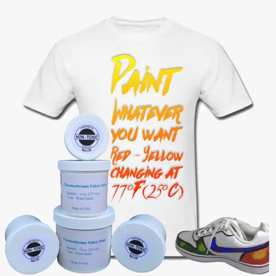 Temperature Activated Body Heat Reactive Color Changing Thermochromic Fabric Paint Red yellow 77⁰f {2}
