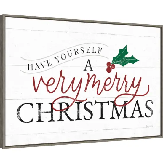 Vintage Christmas IV RG by Becky Thorns 33-in. W x 23-in. H. Canvas Wall Art Print Framed in Grey {1}