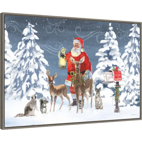 Santas List I by Beth Grove 33-in. W x 23-in. H. Canvas Wall Art Print Framed in Grey {1}