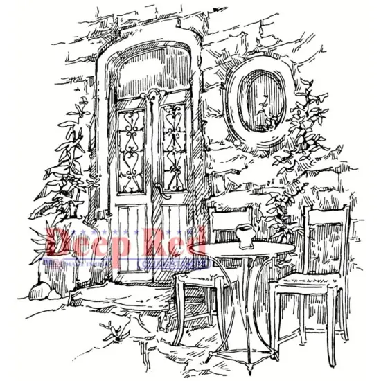 Deep Red Stamps Dining Alfresco Rubber Stamp 3 x 3.2inches {1}