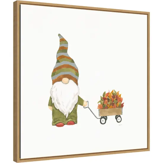 Harvest Gnomes II by Jenaya Jackson 22-in. W x 22-in. H. Canvas Wall Art Print Framed in Natural {1}
