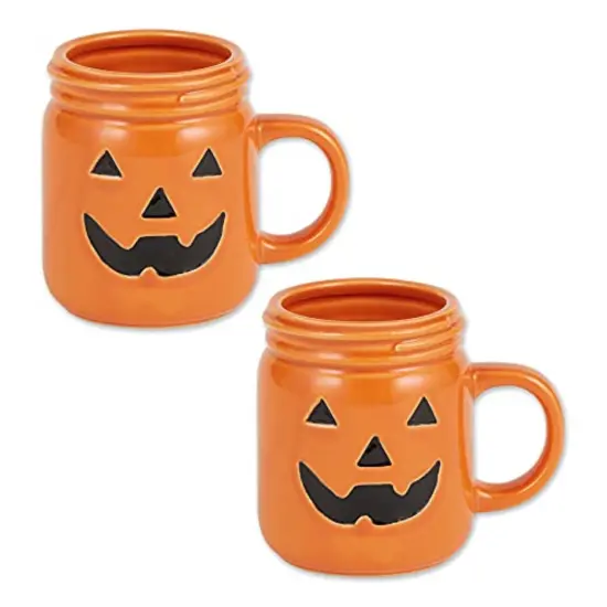 DII Jack O Lantern Jar Ceramic Mug (Set Of 2) {1}