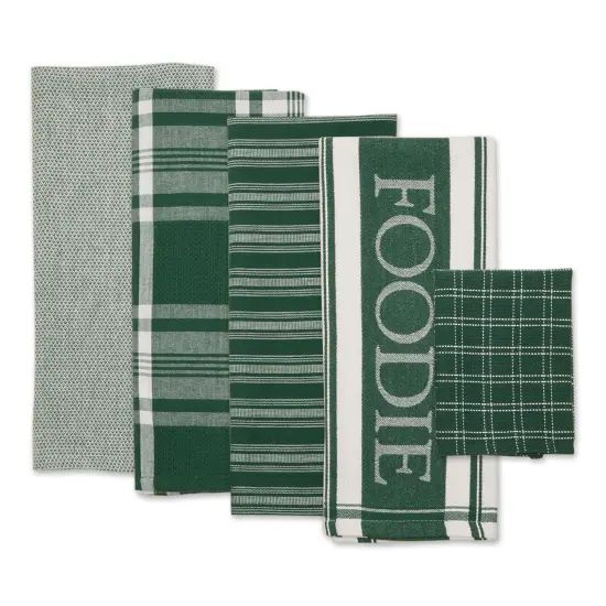 DII Asst Dark Green Foodie Dishtowel And Dishcloth 5 Piece {3}