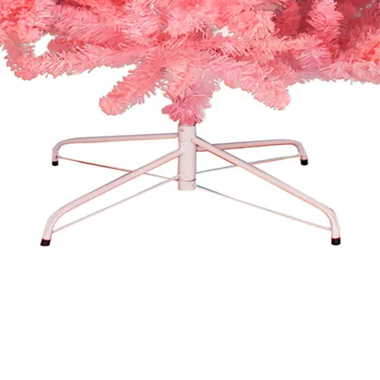Perfect Holiday 6' Light Pink Flocked Kodiak Tree with Metal Stand {3}