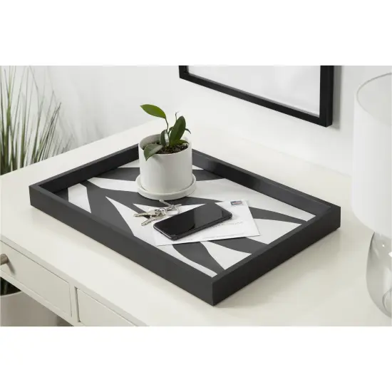 Amanti Art Decorative Wood Tray 13"x19" featuring 'Modern Botanical Neutral Abstract 1' by The Creative Bunch Studio by The Creative Bunch Studio Framed Art Print {1}