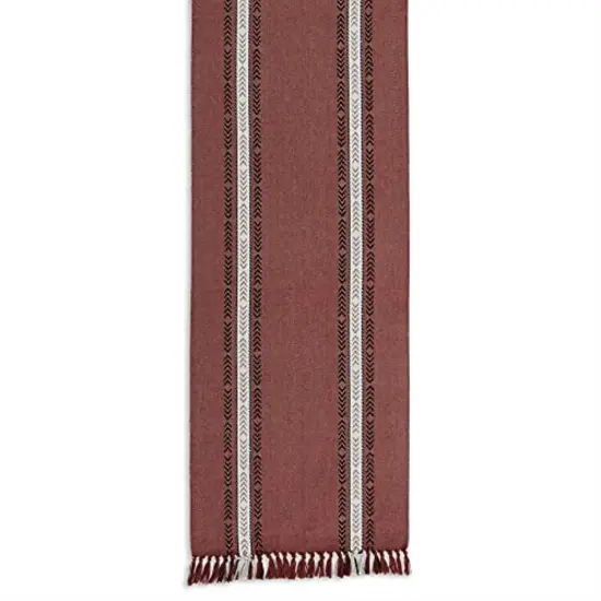 DII Clay Dobby Striped Fringe Ribbed Table Runner 14x108 {2}