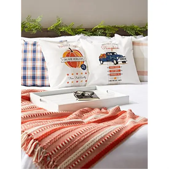 DII Asst Autumn Plaid And Print Pillow Cover 18x18 inch, 4 Piece {5}