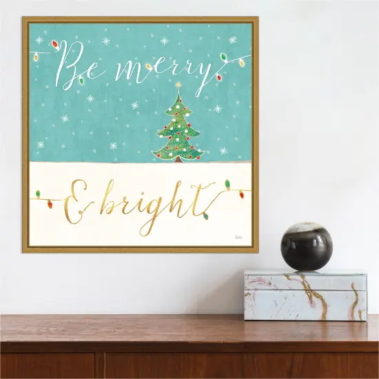 Be Merry and Bright Christmas Tree by Veronique Charron Canvas Wall Art Print Framed {4}