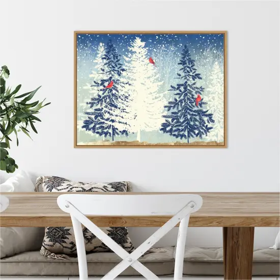 Snowy Christmas Trees by PI Studio Canvas Wall Art Print Framed Natural {4}