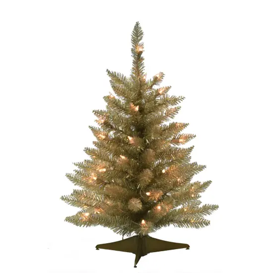 Perfect Holiday 2ft Pre-lit Tabletop Christmas Tree - Champagne {1}