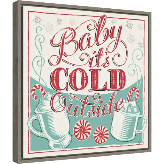 Merry Little Christmas II by Janelle Penner Canvas Wall Art Print Framed Grey {2}