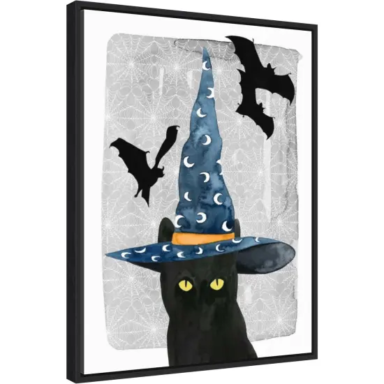 Black Cat II by Grace Popp 18-in. W x 24-in. H. Canvas Wall Art Print Framed in Black {1}
