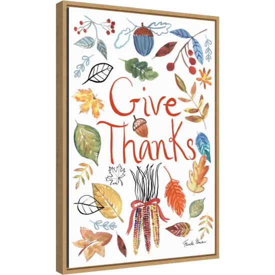 Hello Fall IV by Farida Zaman 16-in. W x 23-in. H. Canvas Wall Art Print Framed in Natural {1}