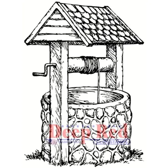 Deep Red Stamps Wishing Well Rubber Stamp 2.2 x 2.9 inches {1}