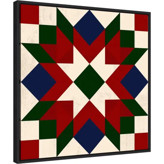 Christmas Barn Quilt IV by Victoria Barnes Canvas Wall Art Print Framed Sylvie Black {1}