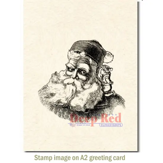 Deep Red Stamps Santa with Elf Rubber Cling Stamp 3 x 3.2inches {3}