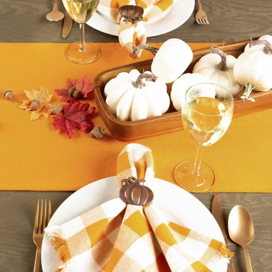 DII Solid Pumpkin Spice Heavyweight Fringed Table Runner 14x108 {3}