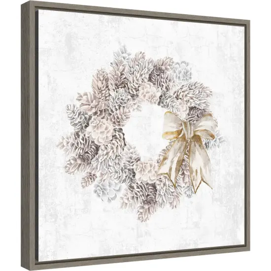 Pinecone Wreath by PI Studio 16-in. W x 16-in. H. Canvas Wall Art Print Framed in Grey {1}