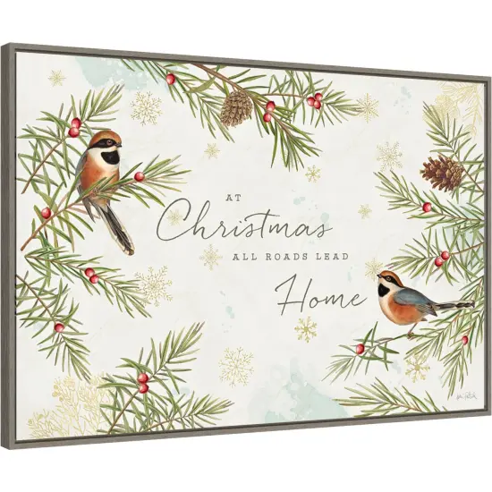 Christmas Tradition I by Katie Pertiet 33-in. W x 23-in. H. Canvas Wall Art Print Framed in Grey {1}