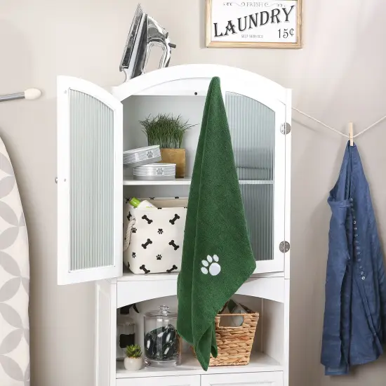 DII Hunter Green Embroidered Paw Pet Towel {3}
