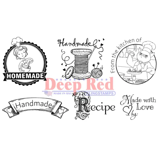 Deep Red Stamps Hand and Home Made Rubber Cling Stamp 4 x 2 inches {1}