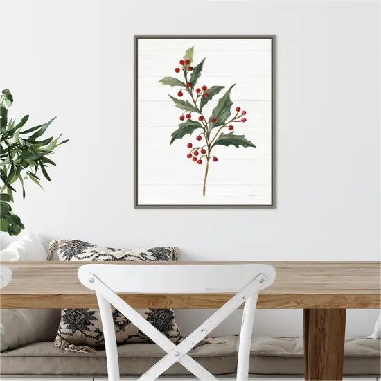 Christmas Moments IV (Holly) by Silvia Vassileva Canvas Wall Art Print Framed Grey {4}