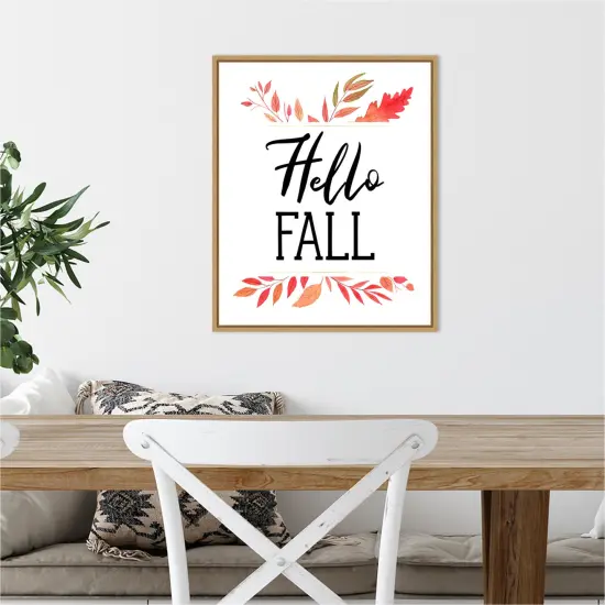 Hello Fall Leaves II by Amanti Art Portfolio 16-in. W x 20-in. H. Canvas Wall Art Print Framed in Natural {4}