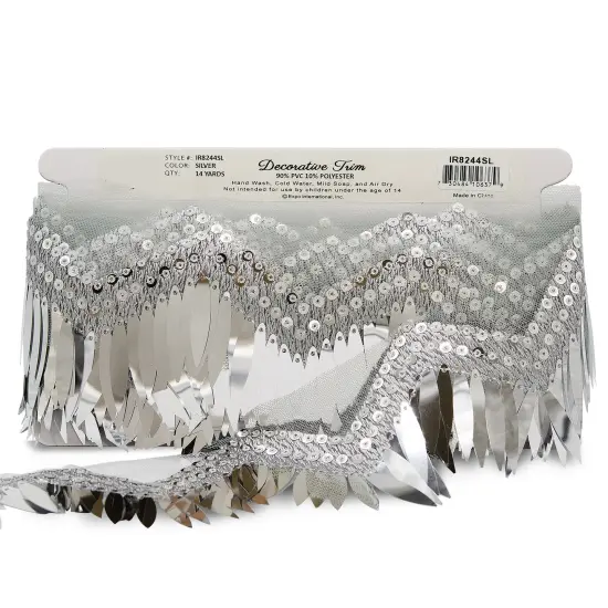 5 Yards of Segundo Tango Wavy Long Sequin Fringe Trim Rose Gold {3}