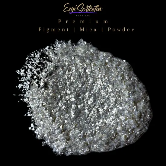 Premium Pigment Powder 50g | Authentic Unique & Bright Pearlescent Metallic and Neon Colors | Especially Formulated for Artwork, Resin, Slime, Plasticine and more by Ezgi Sertcetin Pearl diamond white {1}