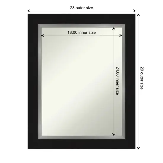 Amanti Art Non-Beveled Wall Mirror, Eva Black Silver Frame {1}