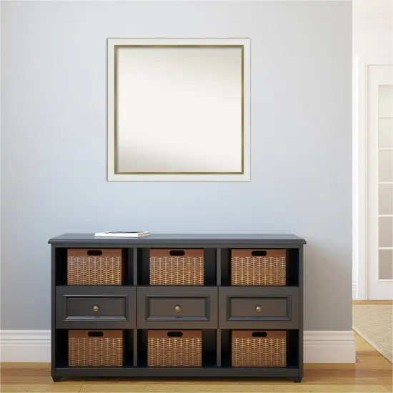 Amanti Art Non-Beveled Wall Mirror, Eva Black Silver Narrow Frame Eva White Gold Narrow {5}