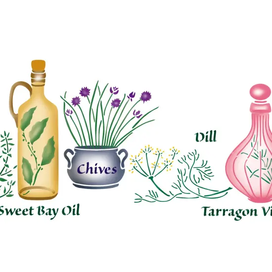 Herb Bottles Wall Stencil | 2033 by Designer Stencils | Word & Phrase Stencils | Reusable Art Craft Stencils for Painting on Walls, Canvas, Wood | Reusable Plastic Paint Stencil for Home Makeover | Easy to Use & Clean Art Stencil {2}