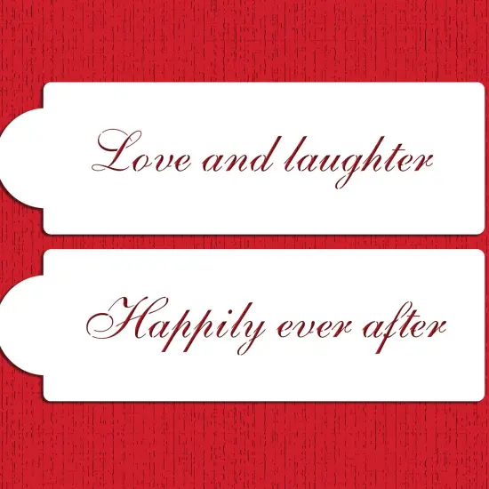 Love and Laughter Cake Stencils | C350 by Designer Stencils | Cake Decorating Tools | Baking Stencils for Royal Icing, Airbrush, Dusting Powder | Reusable Plastic Food Grade Stencil for Cakes | Easy to Use & Clean Cake Stencil {1}