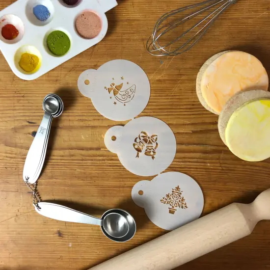 1.5-Inch Small Christmas Cookie & Cupcake Stencils: Christmas Tree, Angel, Bells | C194 by Designer Stencils | {4}