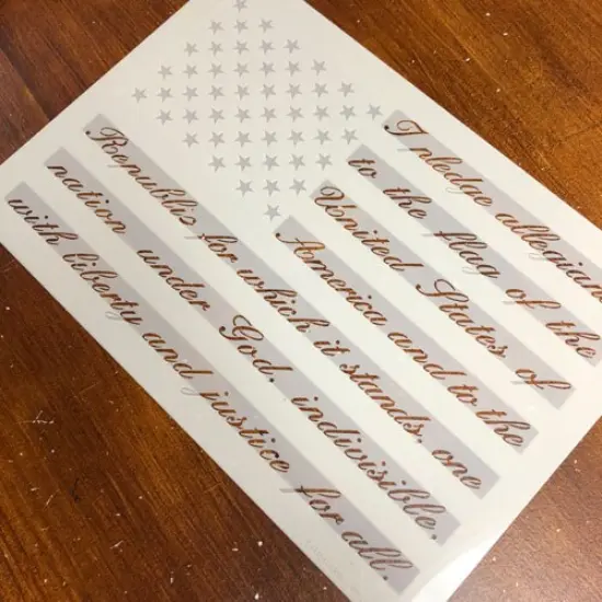 Pledge of Allegiance Flag Cake & Craft Stencil | C1060 by Designer Stencils | Cake Decorating Tools | Baking Stencils for Royal Icing, Airbrush, Dusting Powder | Reusable Plastic Food Grade Stencil for Cakes | Easy to Use & Clean {3}