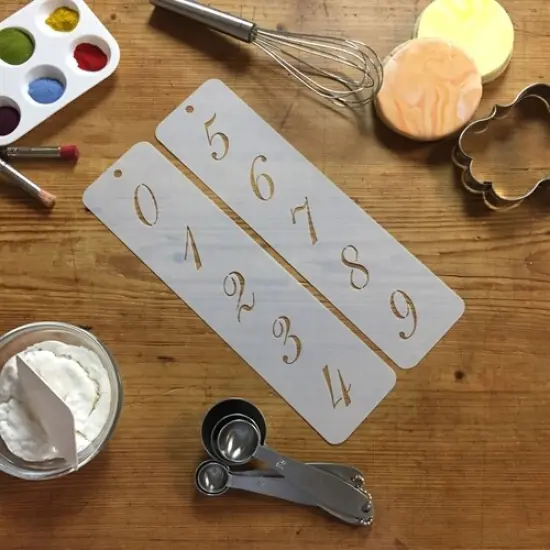 1.25-Inch Script Numbers Cake Stencils | C141 by Designer Stencils | Cake Decorating Tools | Baking Stencils for Royal Icing, Airbrush, Dusting Powder | Reusable Plastic Food Grade Stencil for Cakes | Easy to Use & Clean Cake Stencil {3}