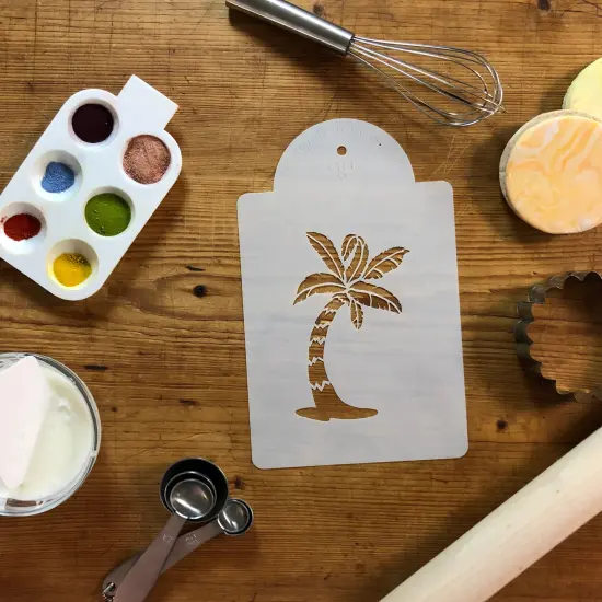 Palm Tree Cake Stencil | C314 by Designer Stencils | Cake Decorating Tools | Baking Stencils for Royal Icing, Airbrush, Dusting Powder | Reusable Plastic Food Grade Stencil for Cakes | Easy to Use & Clean Cake Stencil {3}