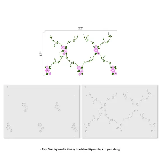 Flower Lattice Wall Stencil | 1058 by Designer Stencils | Floral Stencils | Reusable Art Craft Stencils for Painting on Walls, Canvas, Wood | Reusable Plastic Paint Stencil for Home Makeover | Easy to Use & Clean Art Stencil {3}