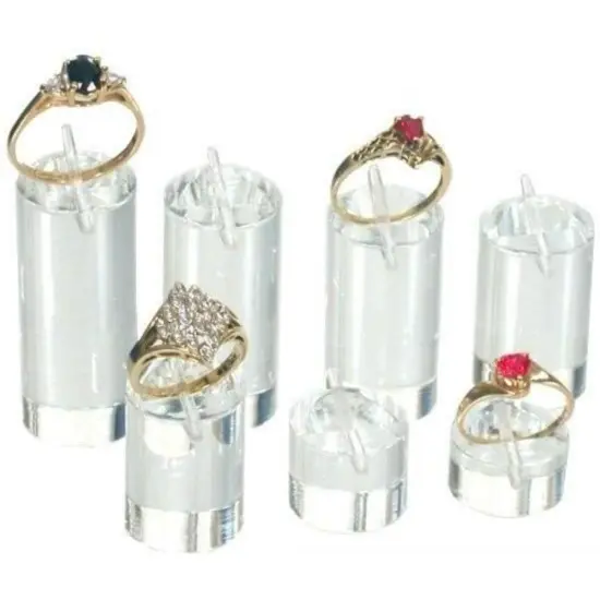 7 Clear Acrylic Ring Display Stands Jewelry Riser Unit {1}