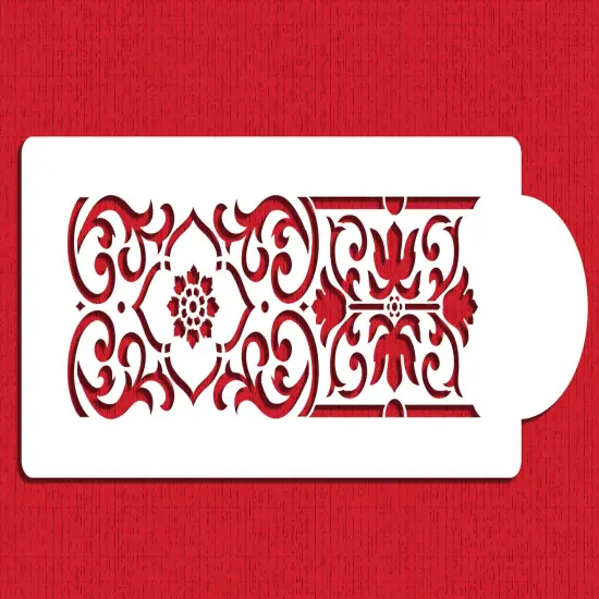 Victorian Scroll Cake Stencil | C005 by Designer Stencils | Cake Decorating Tools | Baking Stencils for Royal Icing, Airbrush, Dusting Powder | Reusable Plastic Food Grade Stencil for Cakes & Cookies | Easy to Use & Clean Cake & Cookie Stencil {1}